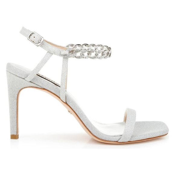 BADGLEY MISCHKA  Kai Rhinestone Chain Ankle Strap Sandal Shoes Heel 8 NEW - Picture 4 of 14